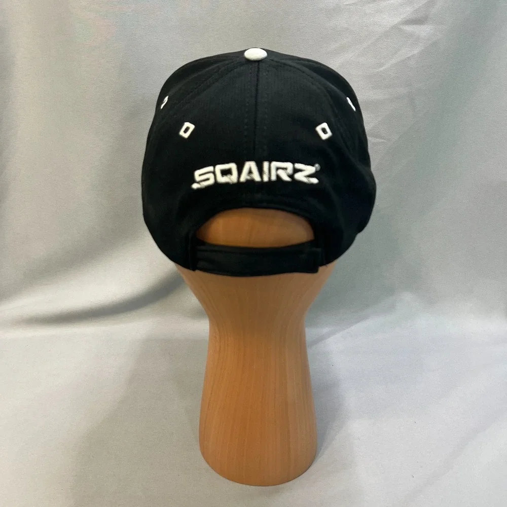 SQAIRZ Golf Cap Men OSFM Black Performance Mesh Adjustable Strapback Embroidered